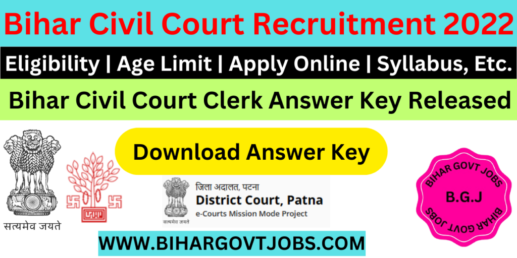 Bihar Civil Court Clerk Answer Key 2024 Out