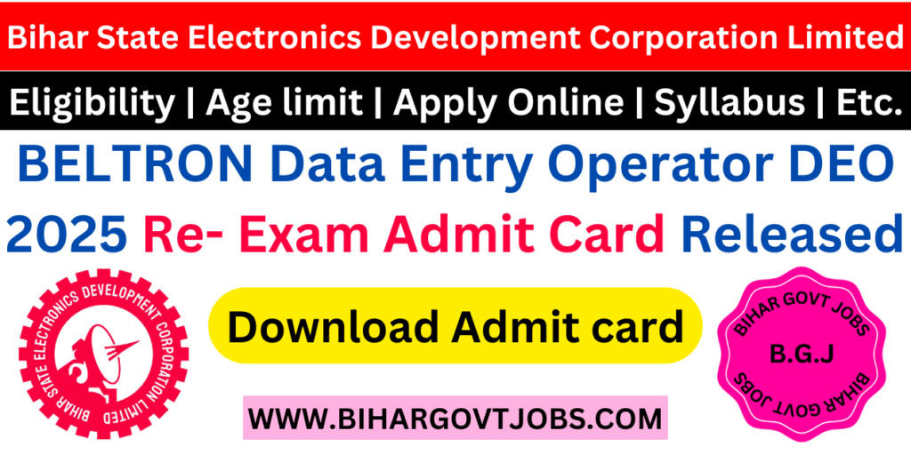 BELTRON DEO Re Exam Admit Card 2025 Download