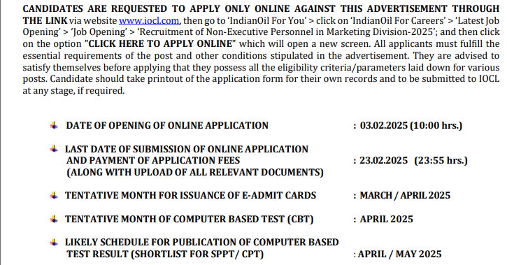 IOCL junior Operator and Other Post Online Form 2025