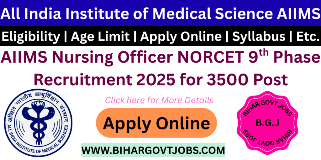 AIIMS NORCET 9th Phase Online Form 2025 