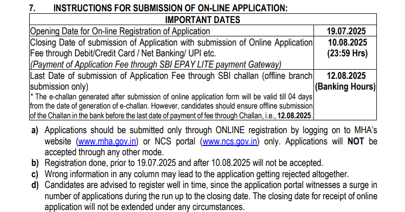 Intelligence Bureau IB ACIO Recruitment 2025