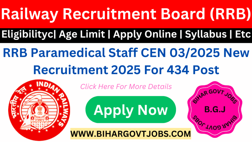 RRB Paramedical Staff New Recruitment 2025